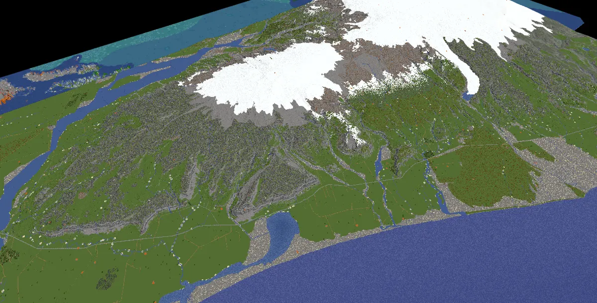 Suðurland í Minecraft: Eyjafjallajökull, Mýrdalsjökull og ströndin